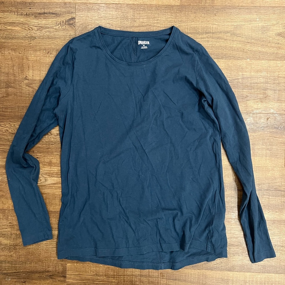 DULUTH TRADING womens tissue blue long sleeve t shirt MEDIUM